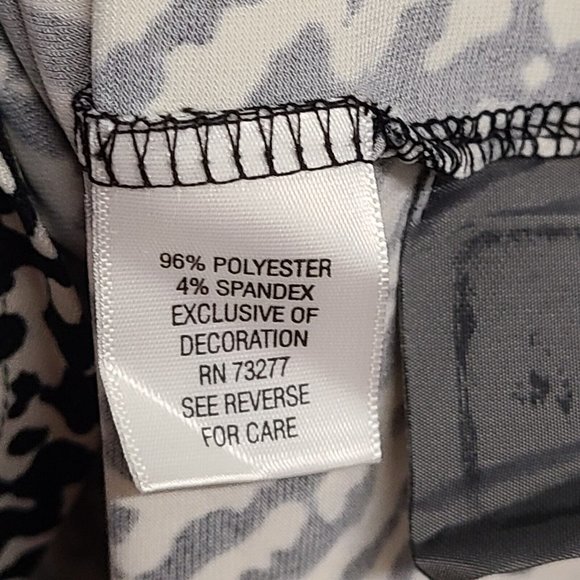 Dana Buchman Dress Womens 2X Black Ivory Print Jersey Knit Faux Wrap - Picture 5 of 6